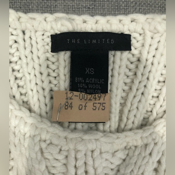 The Limited Chunky Wool Cableknit Cutaway Sleeveless Sweater Vest Pullover XS - Picture 7 of 7